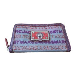 Marc by Marc Jacobs Continental Zip Around Wallet with Logo Lock Purple Red